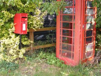 Phone box and post box Owls Green