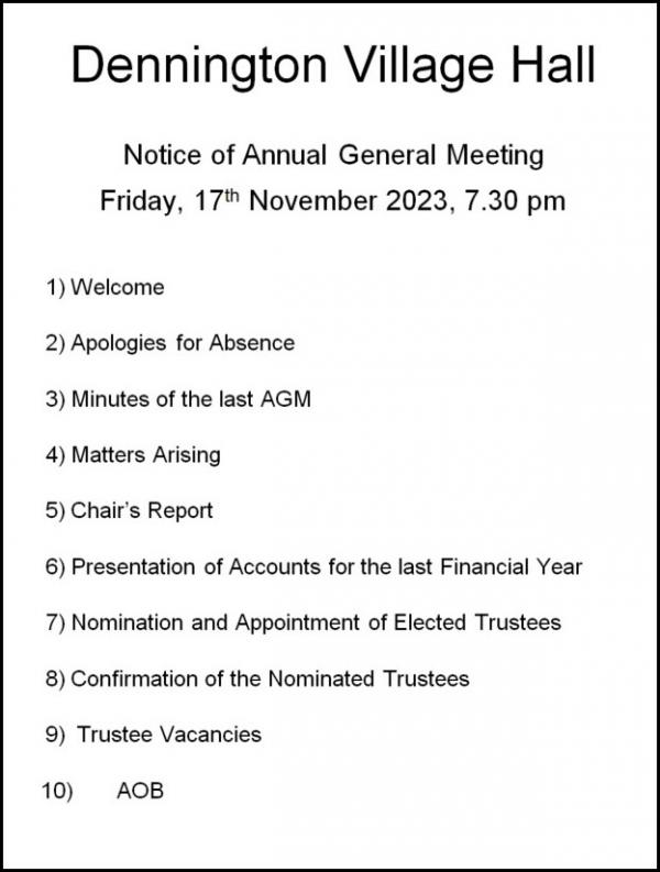 AGM Village Hall Nov 23